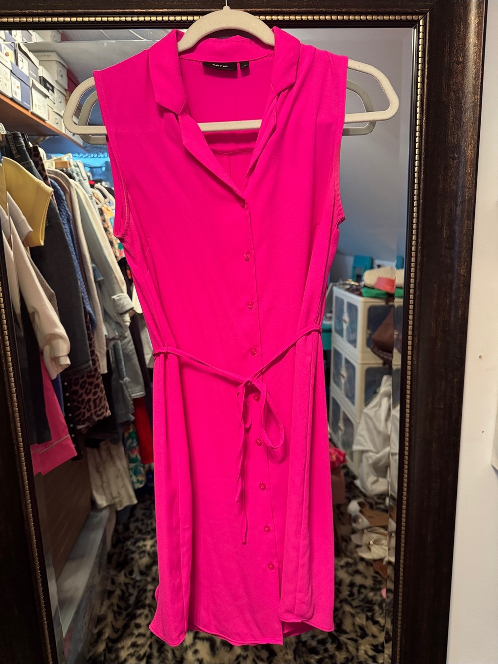 Apt. 9 Sleeveless Button-Front Tie-Waist Dress - Hot Pink